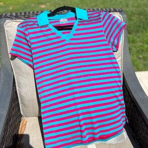 Slazenger fitted golf Polo, Teal/hot pink, Small,